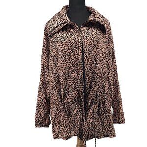 Malai swimwear jacket m cheeta zip up jacket cinch waist animal print sz m/l